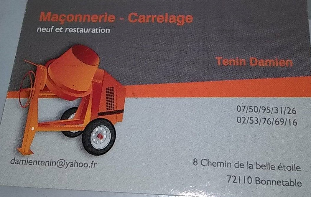 Carte de Damien Tenin - Maçonnerie / Carrelage