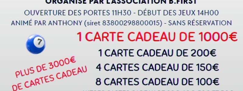 Loto de l'association B FIRST dans la salle Mélusine de Bonnétable