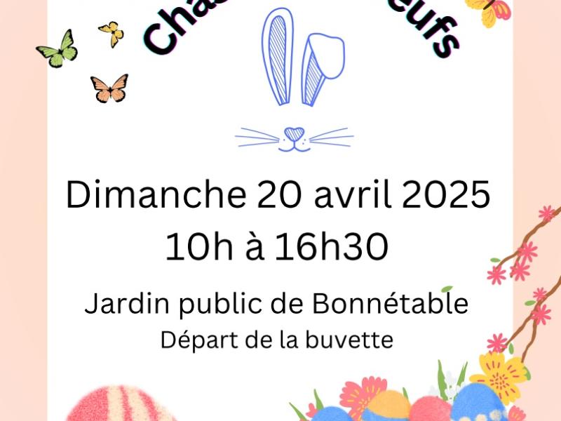 Dimanche 20 avril, chasse aux oeufs du comité des fêtes à partir de 10h00 dans le jardin public