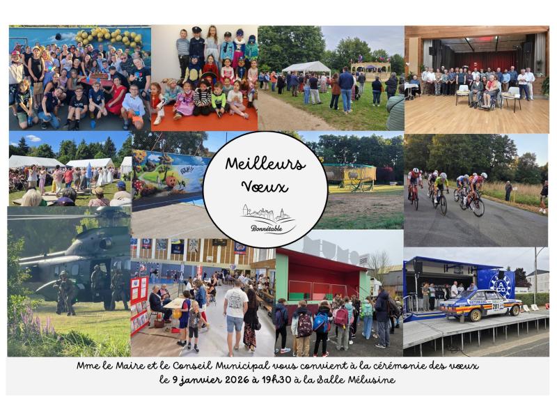 Vendredi 9 janvier, cérémonie des voeux de la Municipalité, à 19h30 dans la salle Mélusine
