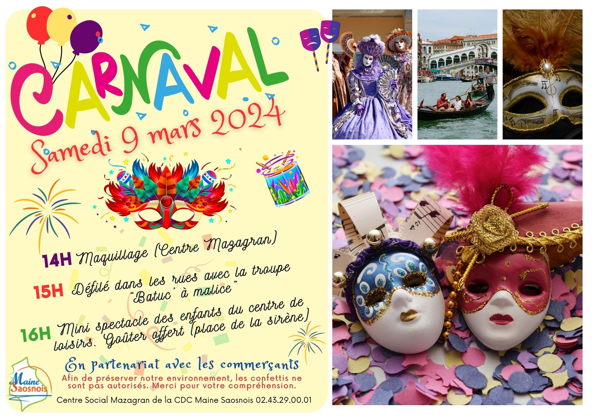Carnaval : rendez-vous le samedi 9 mars avec le centre social Mazagran et les commerçants 