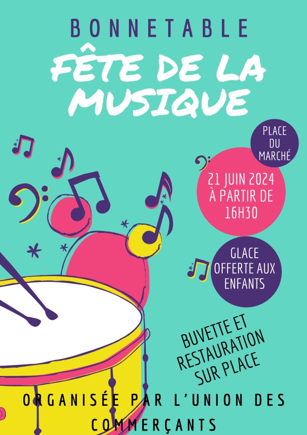 Le 21 juin, fête annuelle de la musique place du Marché, organisée par l'UCAIPIB