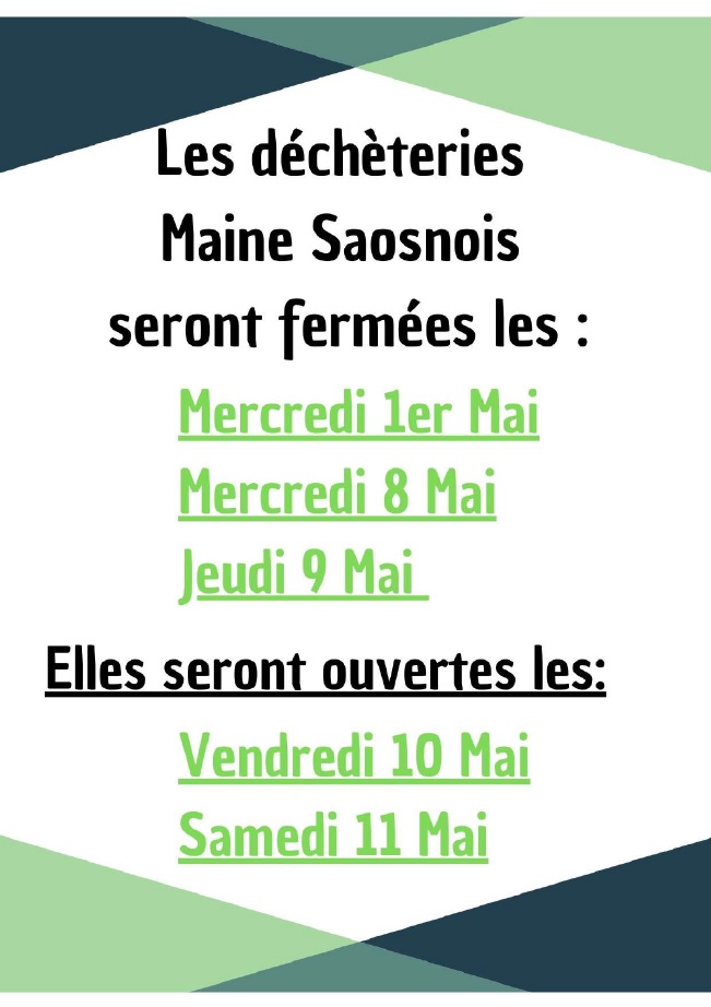 Déchèterie fermée les 8 et 9 mai, ouverte les 10 et 11 mai