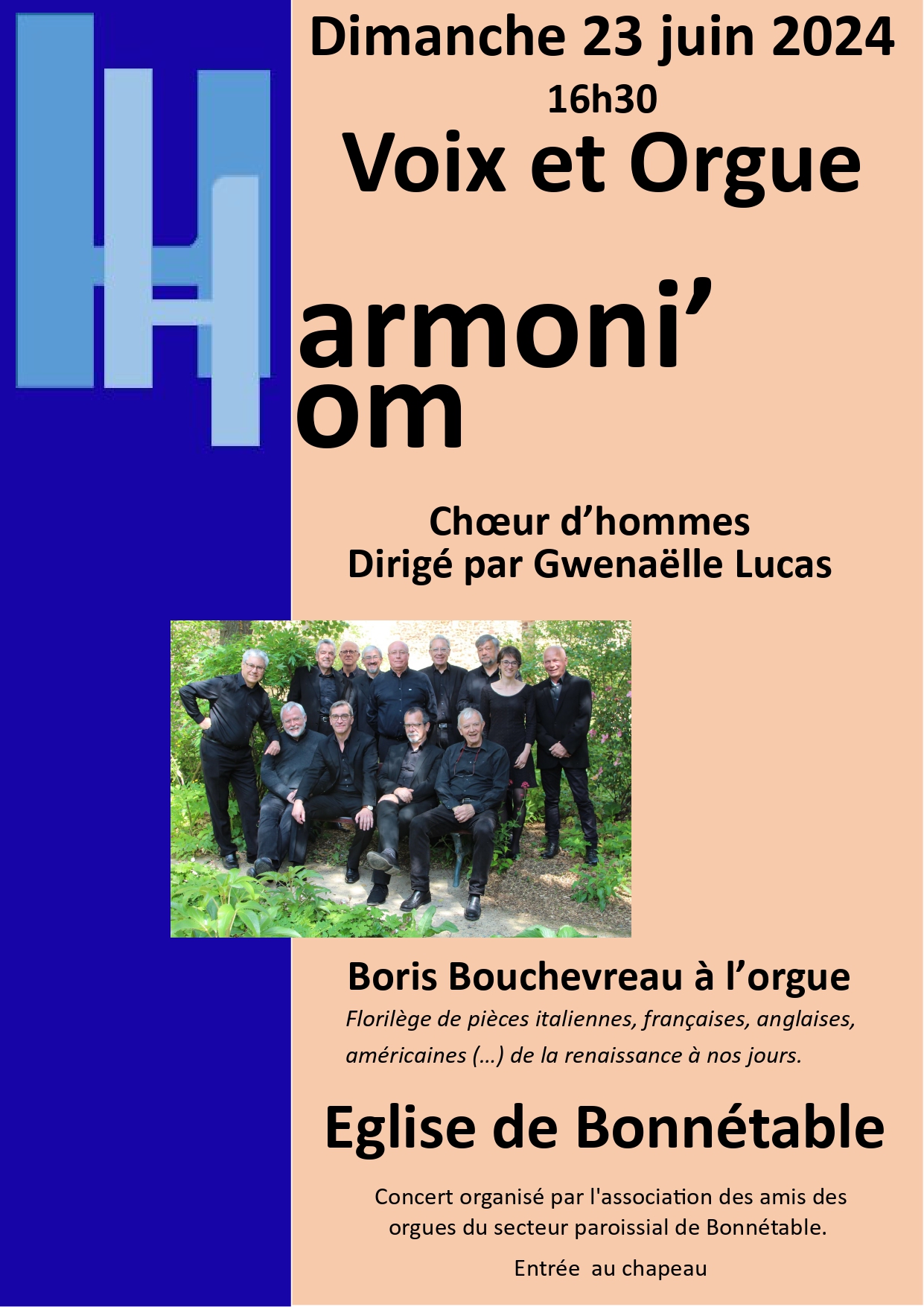 Concert de l'Harmoni' Hom par l'Association culturelle le 23 juin à 16h30 dans l'église St Sulpice