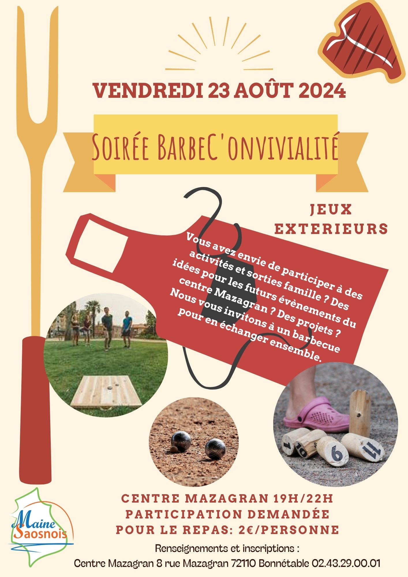 Vendredi 23 août, soirée conviviale autour d'un barbecue au centre social Mazagran