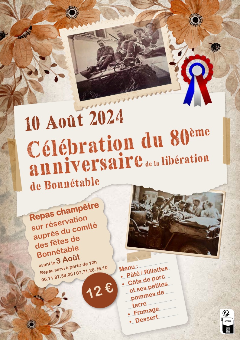 10 août 2024 : Bonnétable célèbre le 80e anniversaire de sa libération 