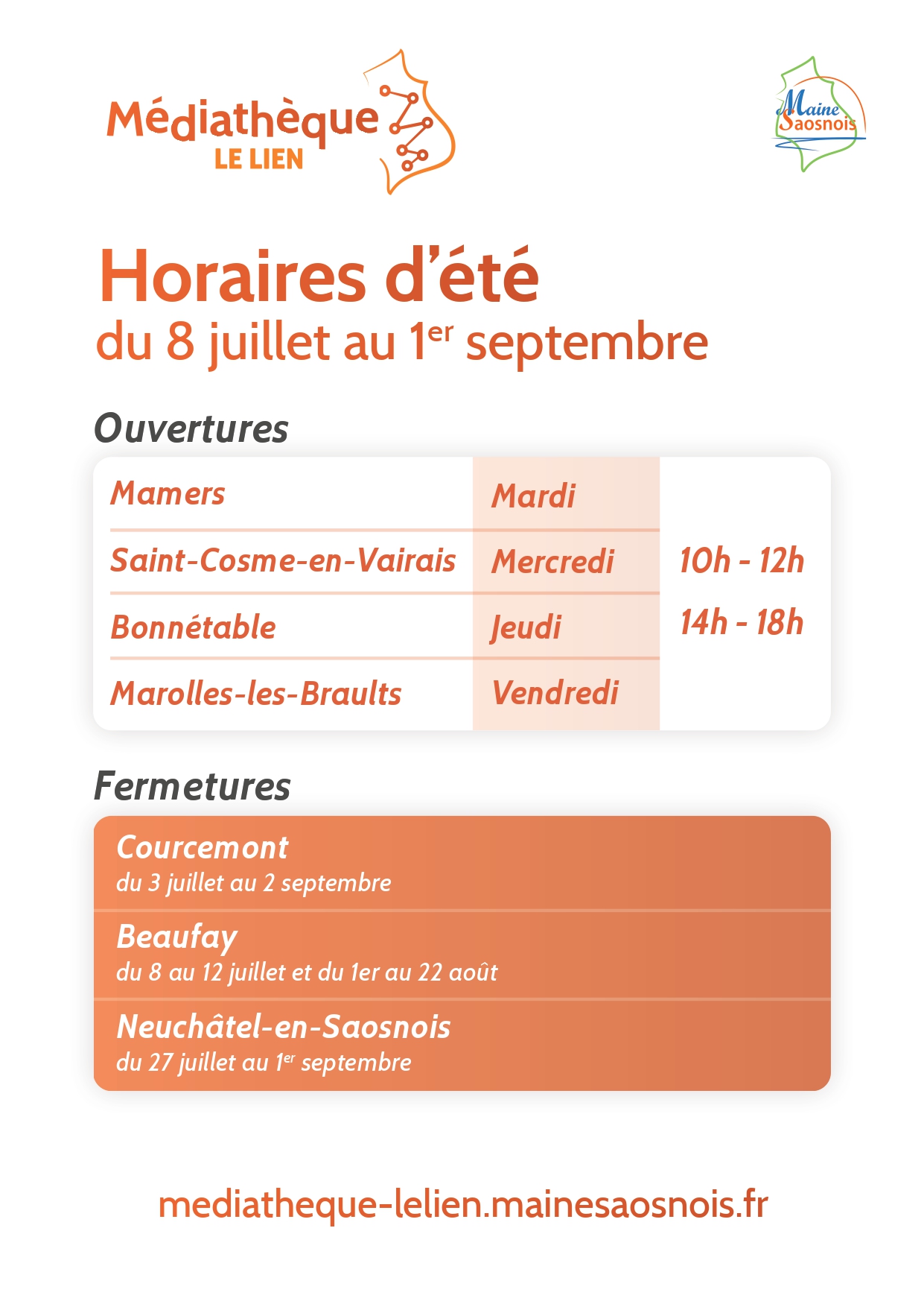 La médiathèque de Bonnétable reste ouverte en août, mais uniquement le jeudi ! 