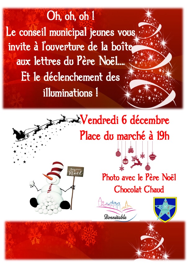 Vendredi 6 décembre : ouverture de la boîte aux lettres du Père Noël, à 19h00 place du Marché
