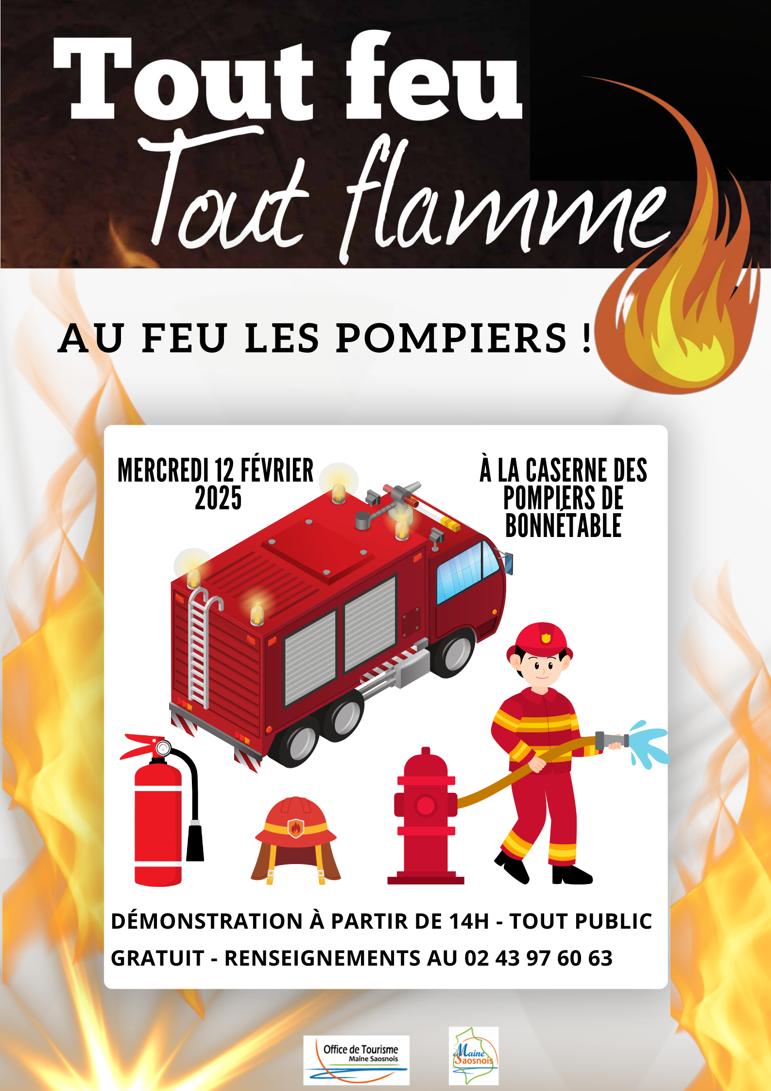 Mercredi 12 février, démonstration "Tout feu, tout flamme" à la caserne des pompiers de Bonnétable
