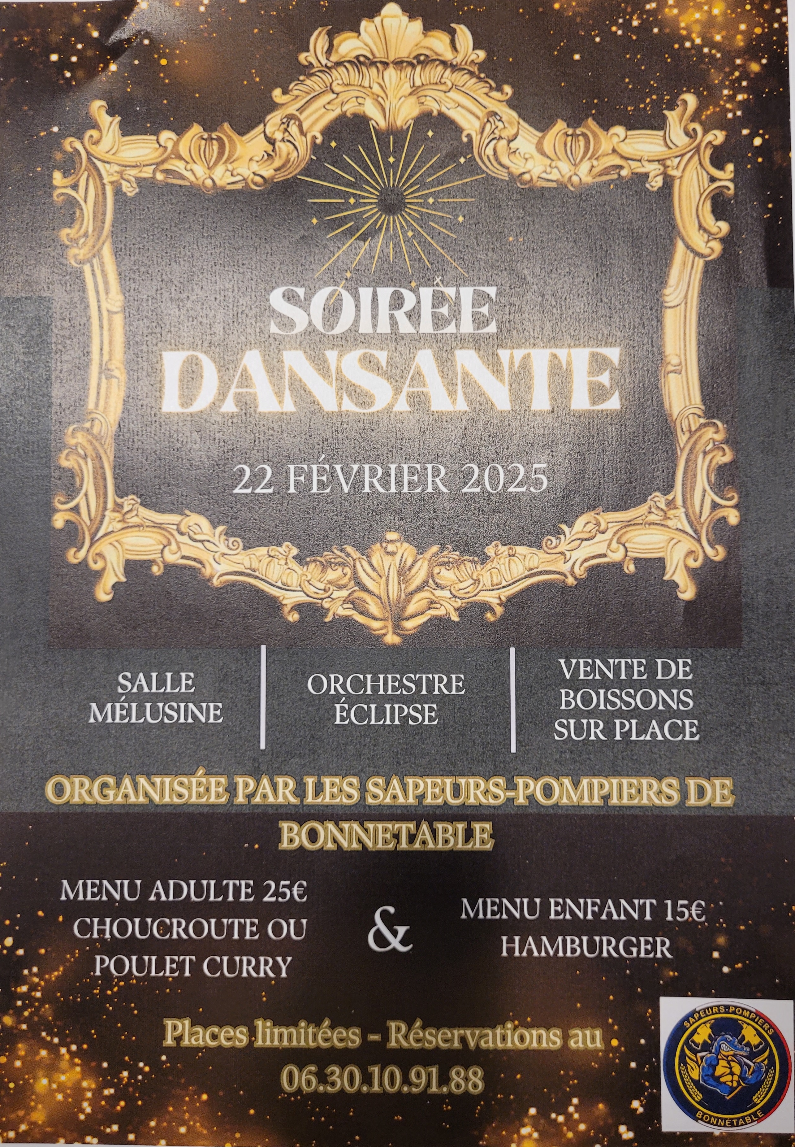 Soirée dansante organisée par les sapeurs-pompiers de Bonnétable, le samedi 22 février à Mélusine