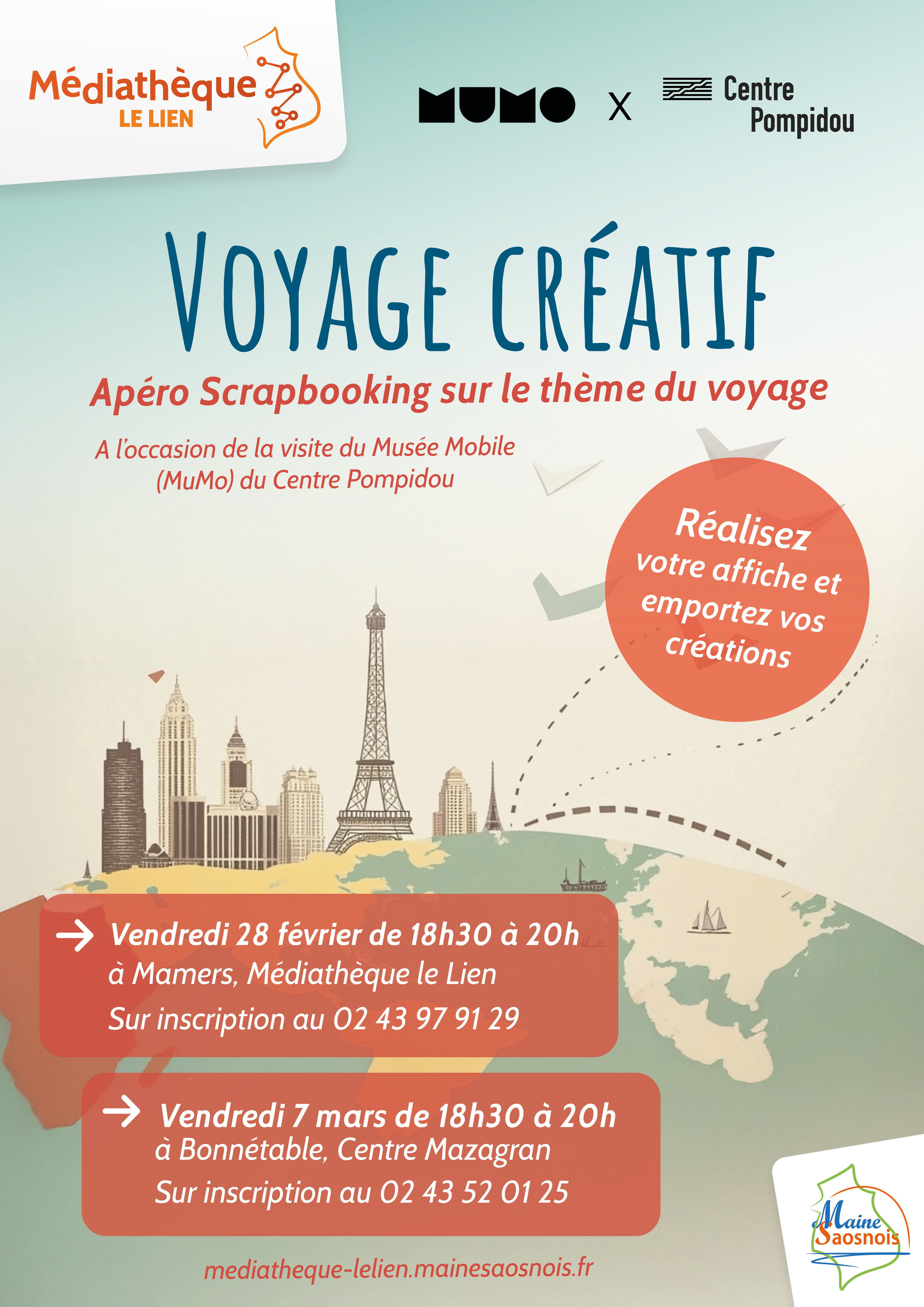 Apéro Scrapbooking au centre Mazagran le 7 mars, avec le Centre Pompidou : venez créer votre affiche !