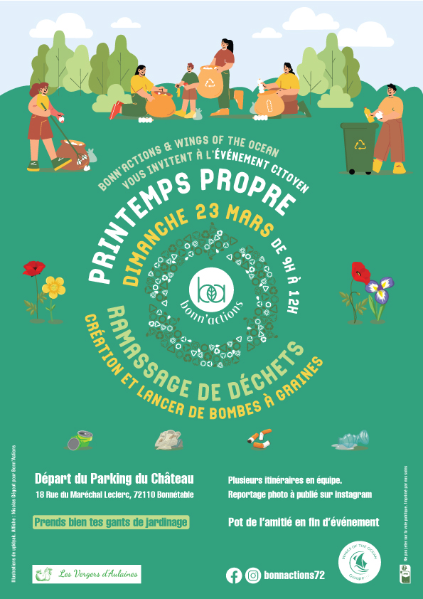 Dimanche 23 mars, ramassage citoyen de déchets de 9h00 à midi, dans le cadre d'une opération "Printemps propre"