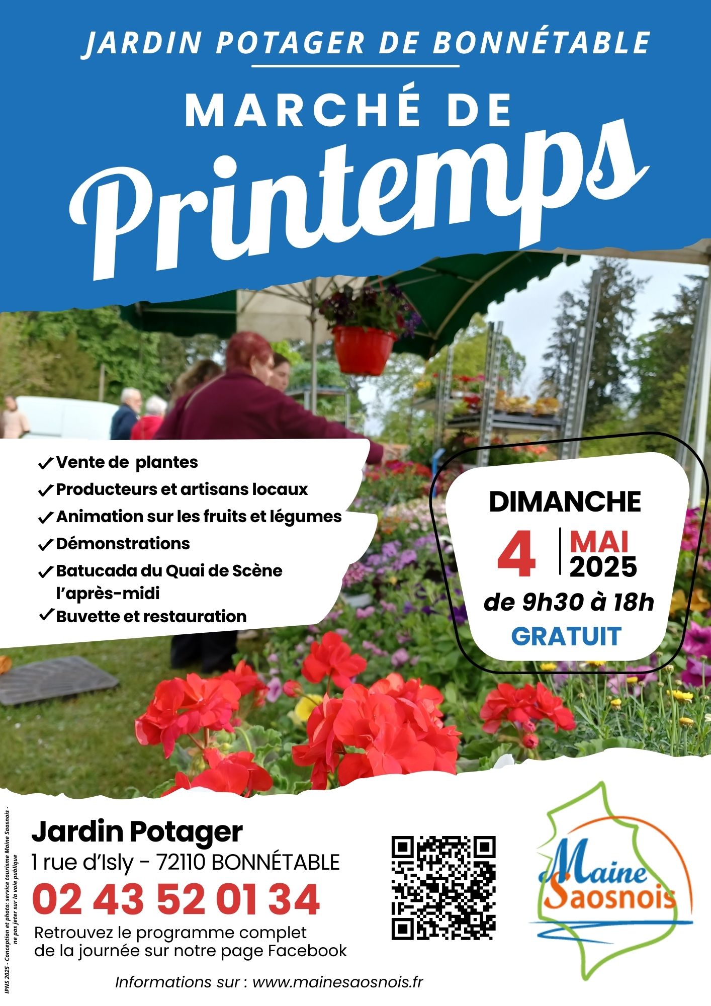 Dimanche 4 mai, marché de printemps organisé par Maine Saosnois au jardin potager du château