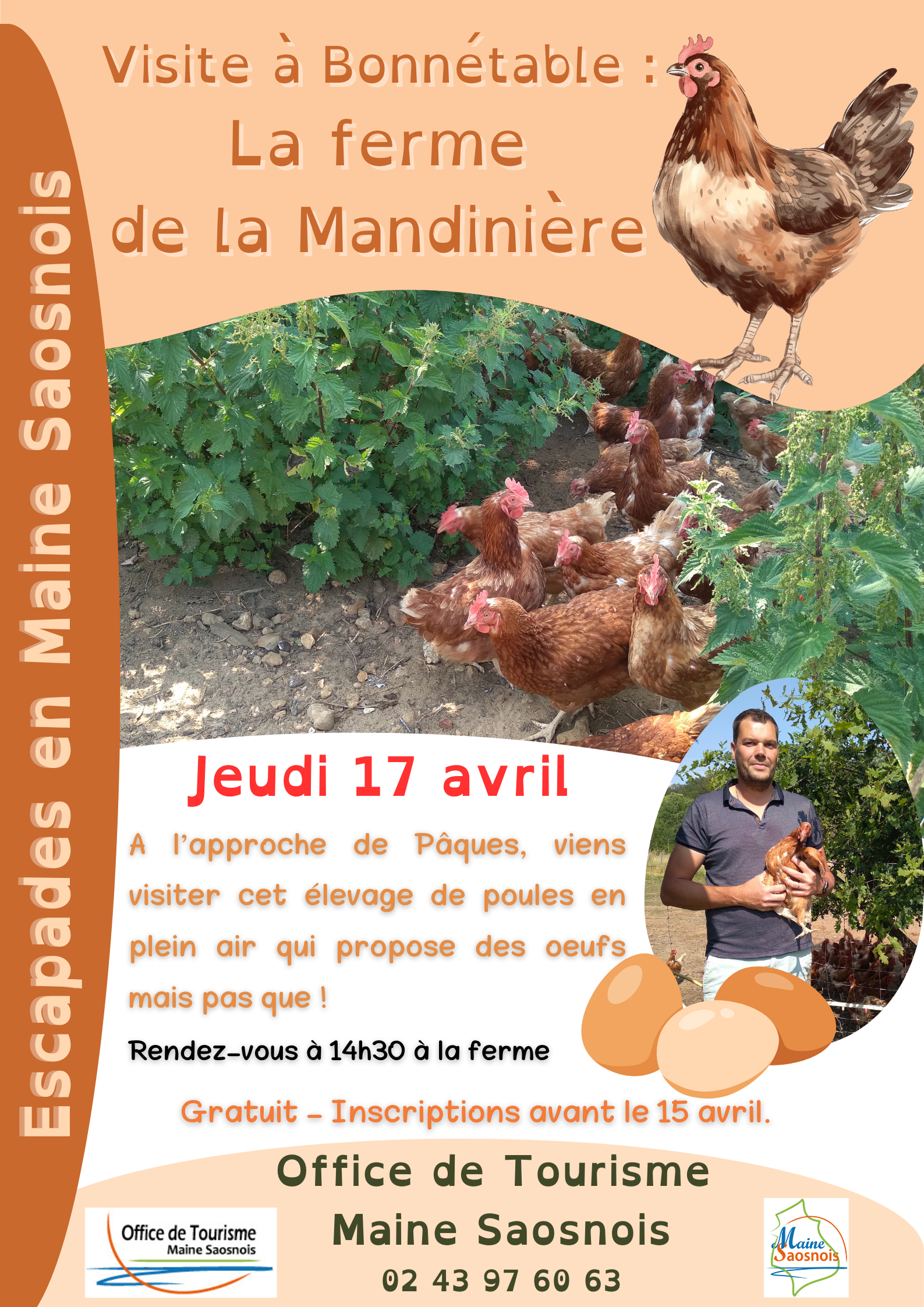 Jeudi 17 avril, l'office de tourisme Maine Saosnois propose la visite gratuite d'une ferme à 14h30