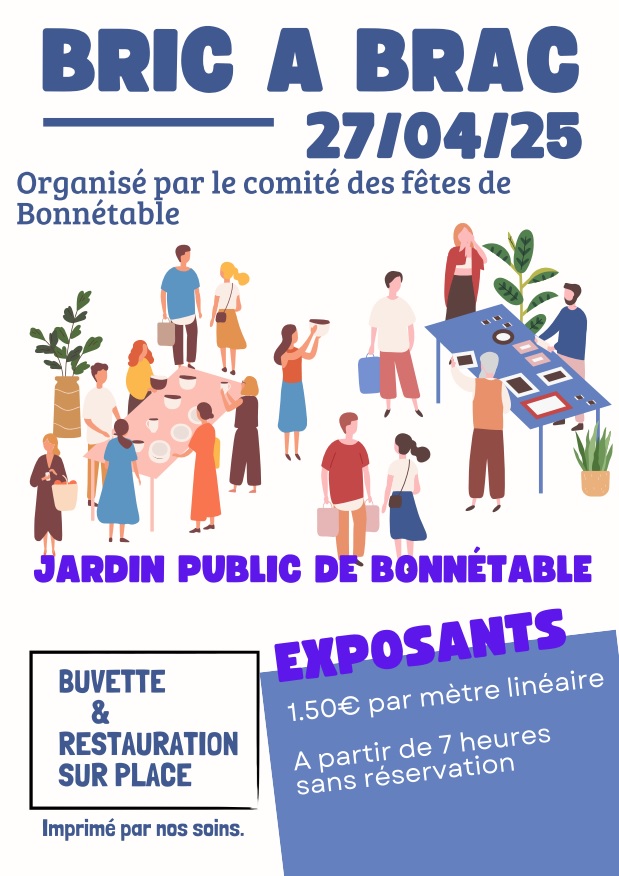 Bric à brac du Comité des fêtes, le dimanche 27 avril, dans le jardin public